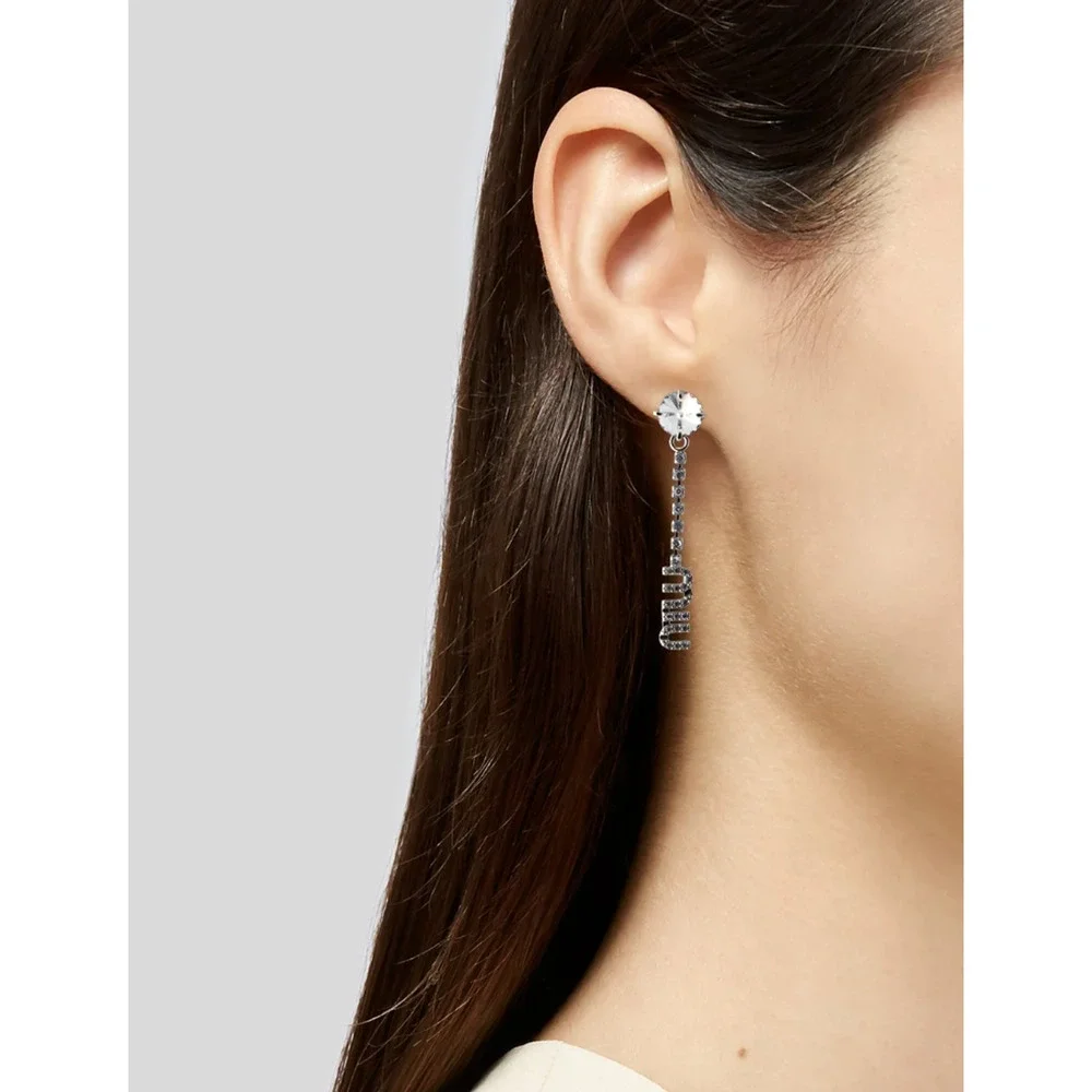 7237 - Miu Miu Crystal Logo Drop Earrings